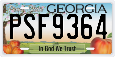 GA license plate PSF9364