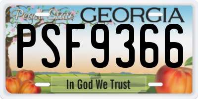 GA license plate PSF9366