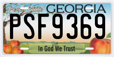 GA license plate PSF9369