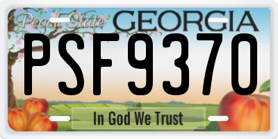 GA license plate PSF9370