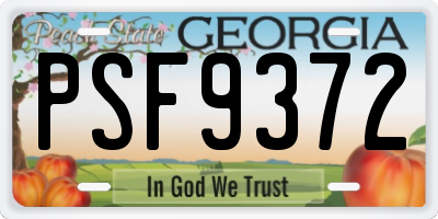GA license plate PSF9372