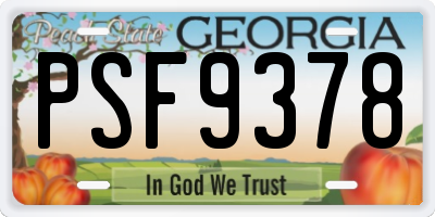 GA license plate PSF9378