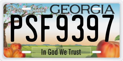 GA license plate PSF9397