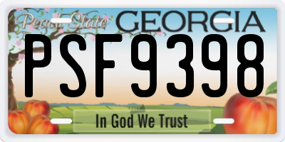 GA license plate PSF9398
