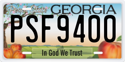 GA license plate PSF9400