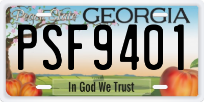GA license plate PSF9401