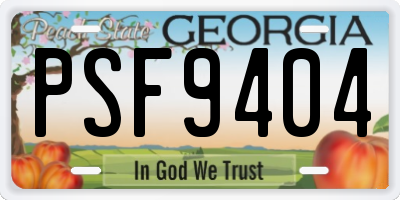GA license plate PSF9404