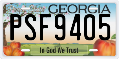 GA license plate PSF9405