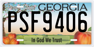 GA license plate PSF9406