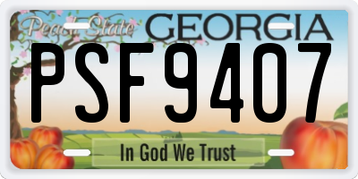 GA license plate PSF9407
