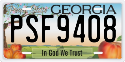 GA license plate PSF9408