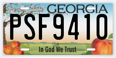 GA license plate PSF9410