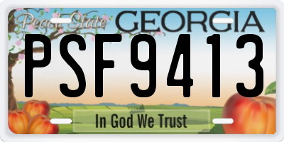 GA license plate PSF9413
