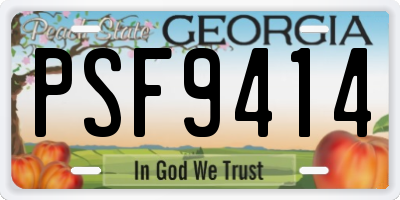 GA license plate PSF9414