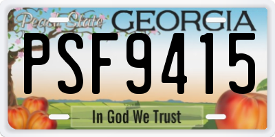 GA license plate PSF9415