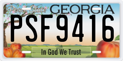 GA license plate PSF9416