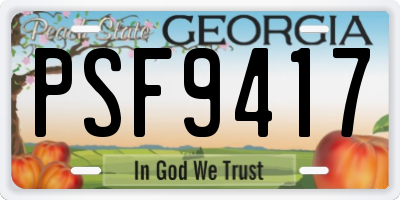 GA license plate PSF9417