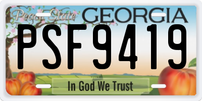 GA license plate PSF9419