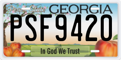 GA license plate PSF9420