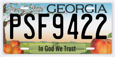 GA license plate PSF9422