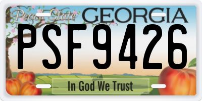 GA license plate PSF9426