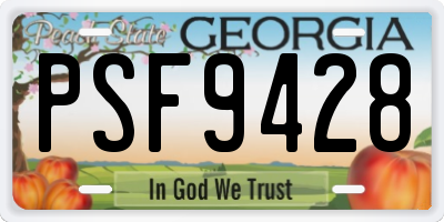 GA license plate PSF9428