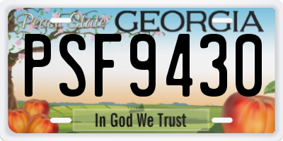 GA license plate PSF9430