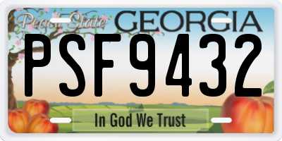 GA license plate PSF9432
