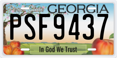 GA license plate PSF9437