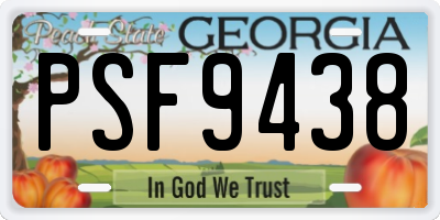 GA license plate PSF9438