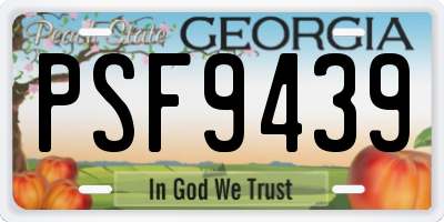 GA license plate PSF9439