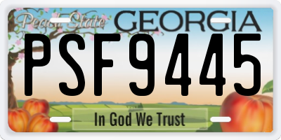 GA license plate PSF9445