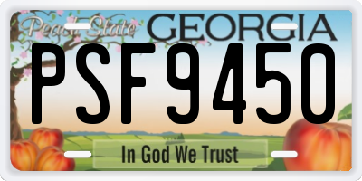 GA license plate PSF9450