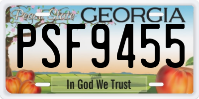 GA license plate PSF9455