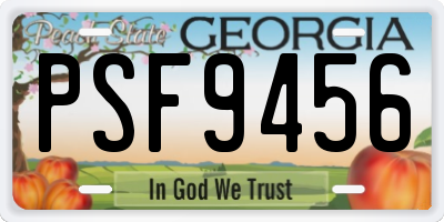 GA license plate PSF9456