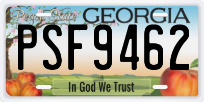 GA license plate PSF9462