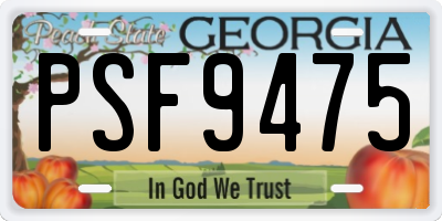 GA license plate PSF9475