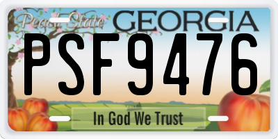 GA license plate PSF9476