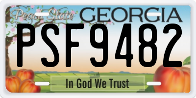 GA license plate PSF9482