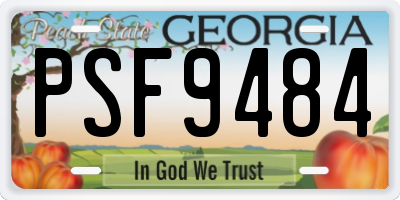 GA license plate PSF9484