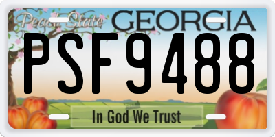 GA license plate PSF9488