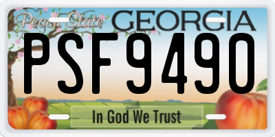 GA license plate PSF9490