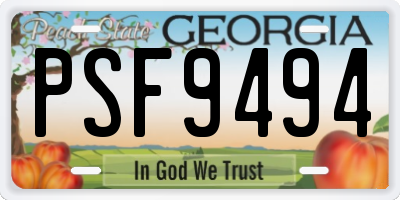 GA license plate PSF9494