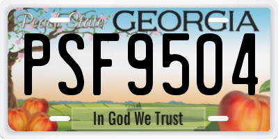 GA license plate PSF9504
