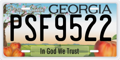 GA license plate PSF9522
