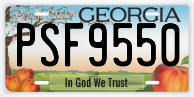 GA license plate PSF9550