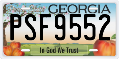 GA license plate PSF9552