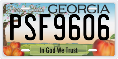GA license plate PSF9606