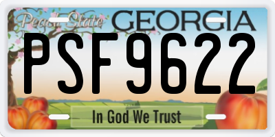 GA license plate PSF9622