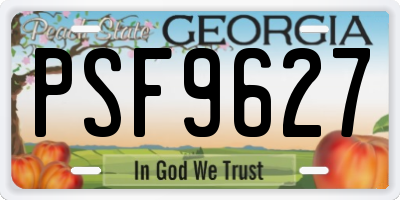 GA license plate PSF9627